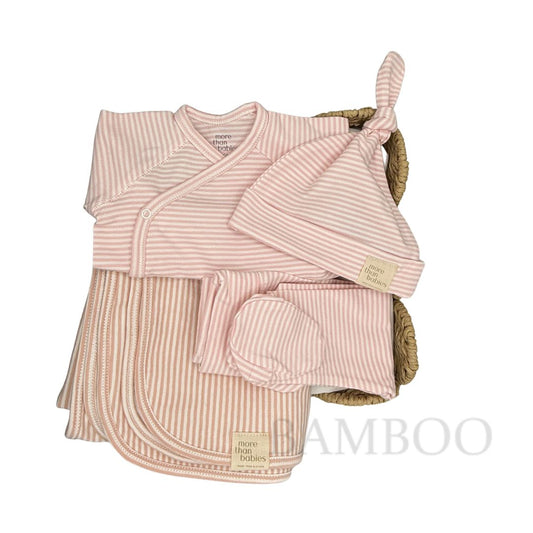 Primera Puesta Rayas Rosa Algodón Orgánico