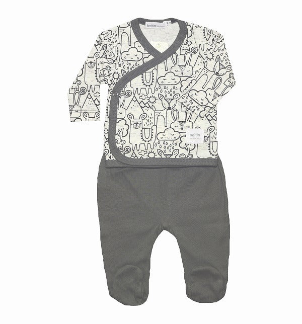 Conjunto primera muda NATURA- Blanco y gris