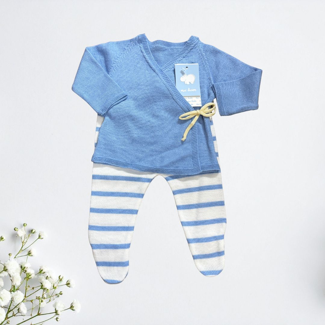 Canastilla conjunto AZUL con toquilla a juego