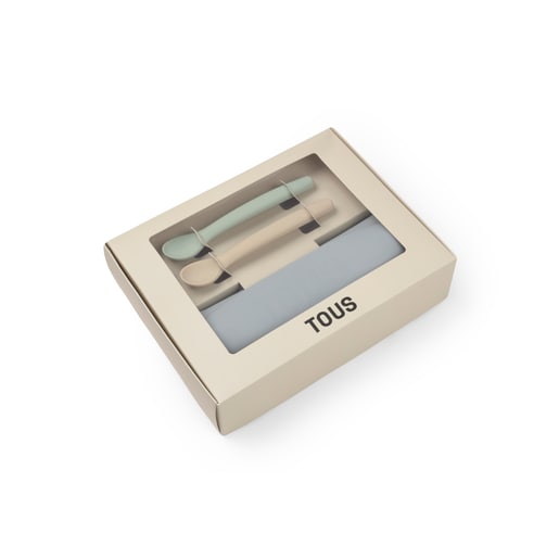 Set de babero y 2 cucharas Food Kit Azul Tous