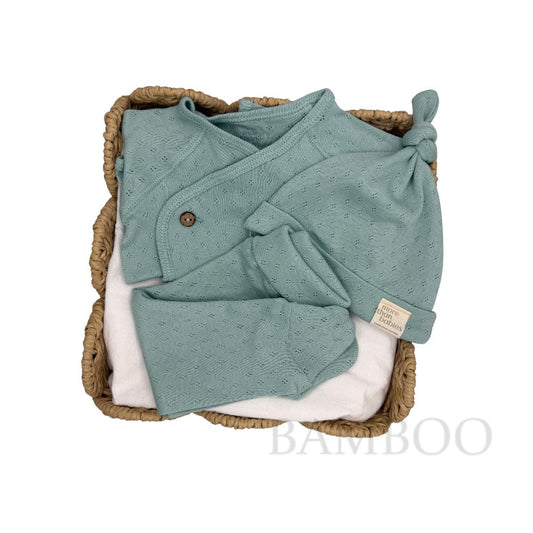 Primera Puesta Acanalado Mint Algodón Orgánico