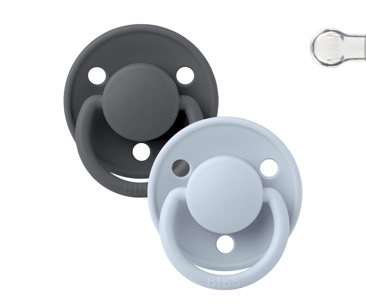 2 Chupetes BIBS De Lux Iron/Baby Blue Silicona