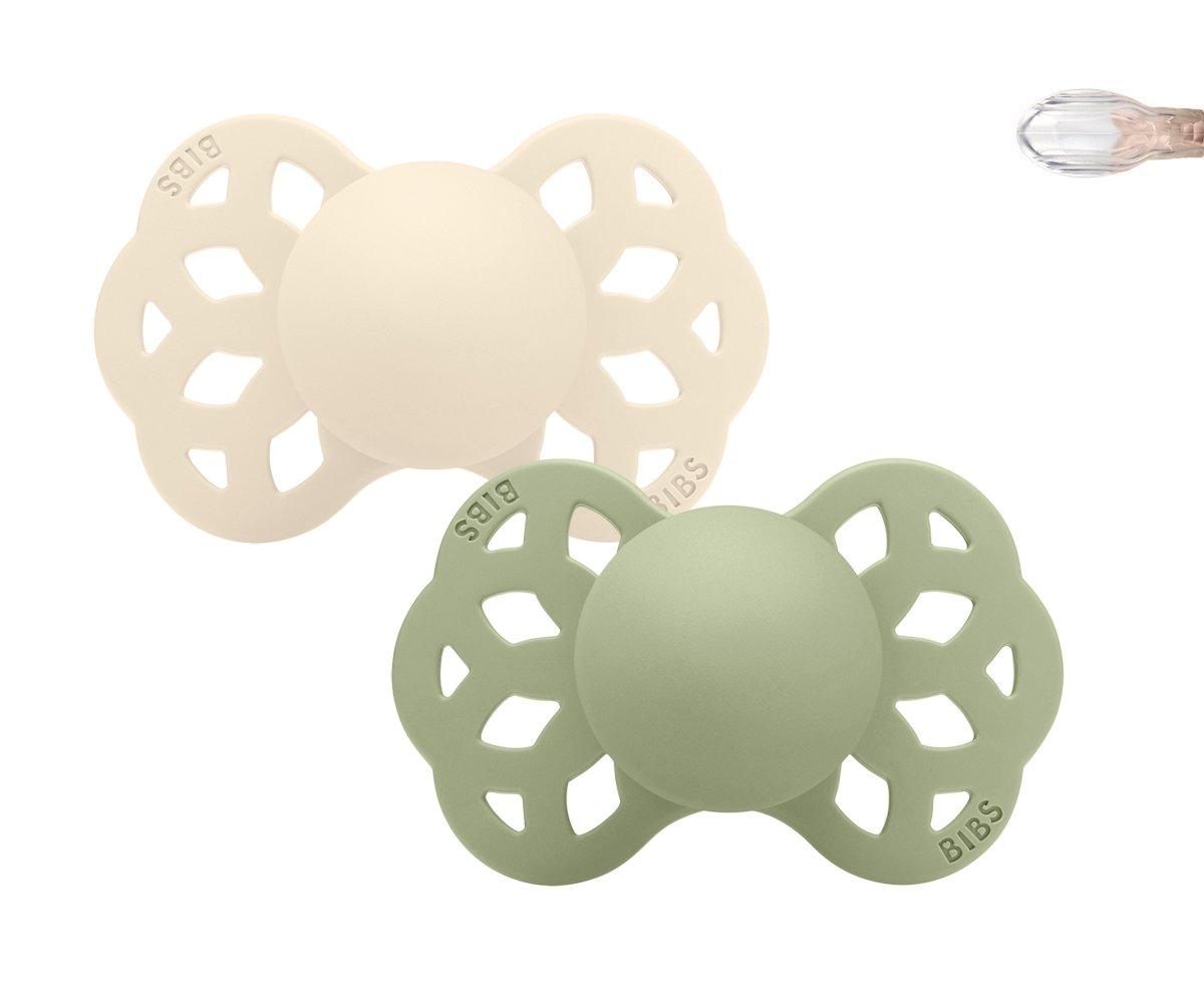 2 Chupetes BIBS Infinity Simétrica Ivory/Sage
