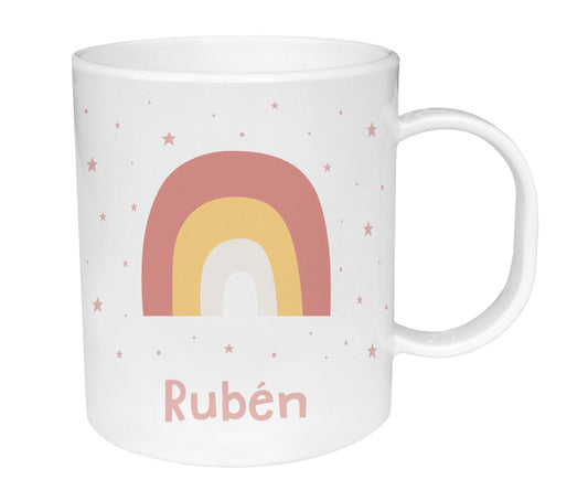 Taza de Plástico Personalizada Arcoíris Rosa
