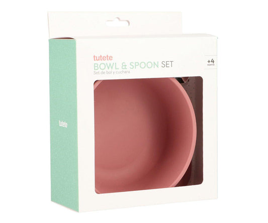 Bol Silicona + Cuchara Acero Brick Blush
