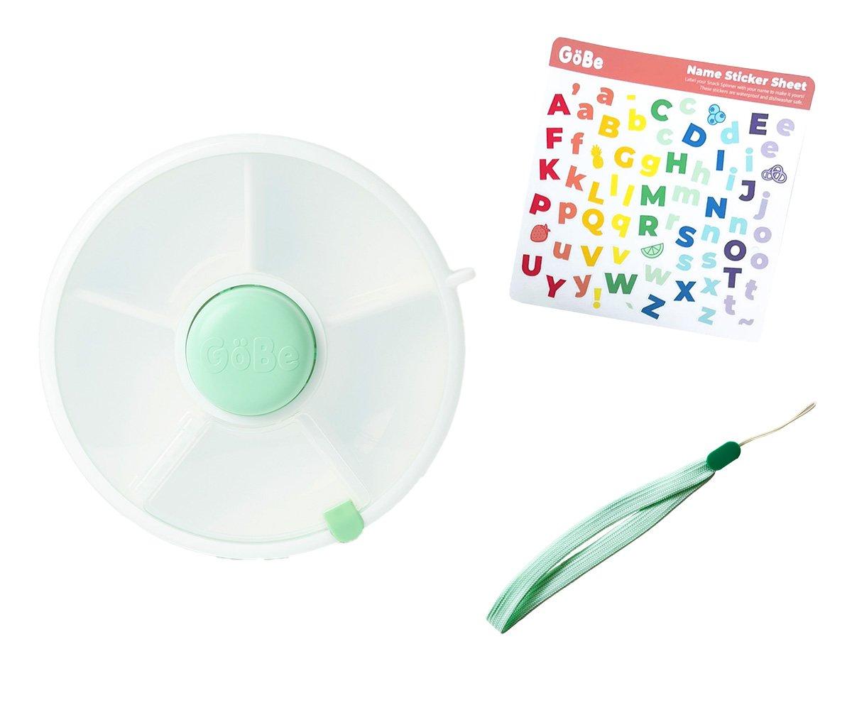 Caja Almuerzo Snack Spinner Flip, Correa de Mano y Hoja de Pegatinas Mint Green