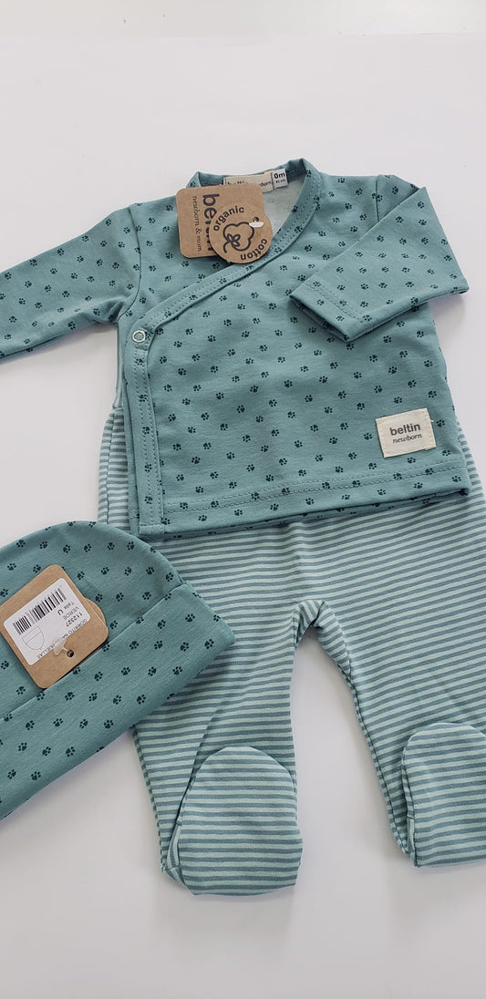 Conjunto Jubón y Polaina Huellas Verde Primera Puesta