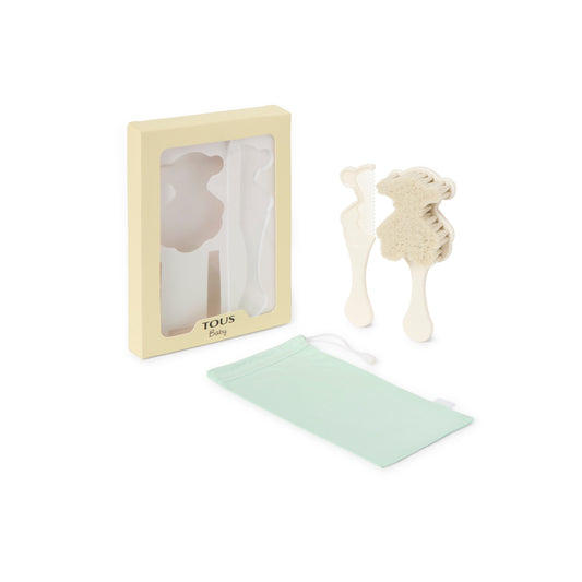 Set belleza de cepillo+peine+bolsa transportable Blanco