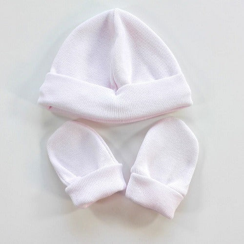 Gorro bebé recién nacido con manoplas color rosa