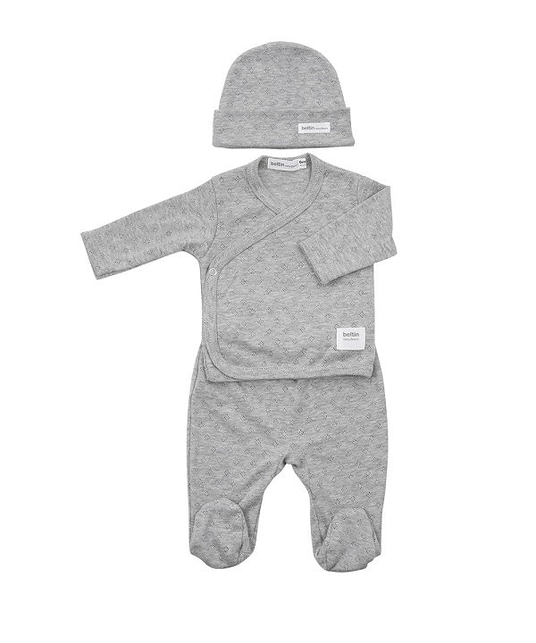 Set Cruzado + Polaina + Gorrito Palma Gris