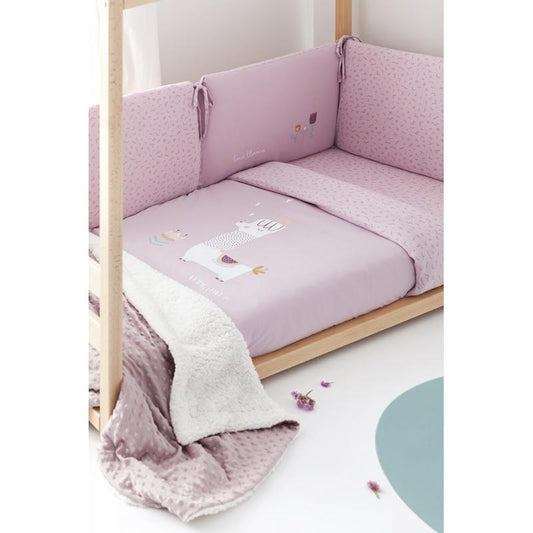 Funda nórdica + Funda Almohada cuna 70x40 Llamas Lila