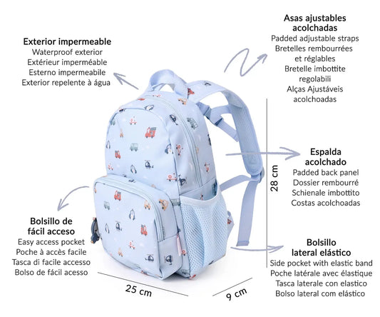 Mochila Infantil City Cars Personalizable