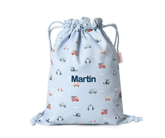 Mochila Saco Tela City Cars Personalizable