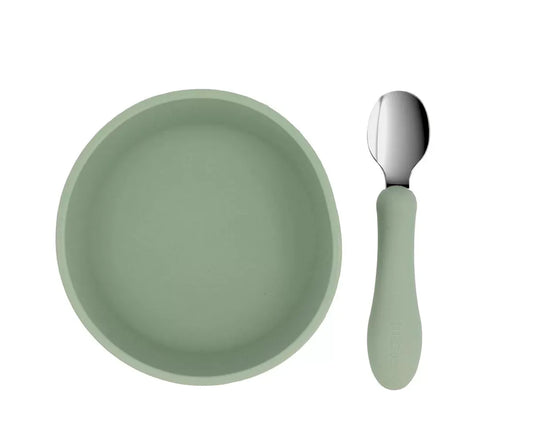 Bol Silicona + Cuchara Acero Sage