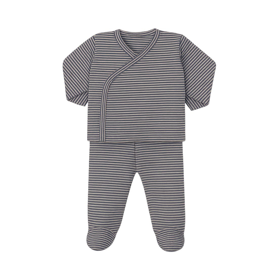 Primera Puesta Rayas Azul Algodón Orgánico