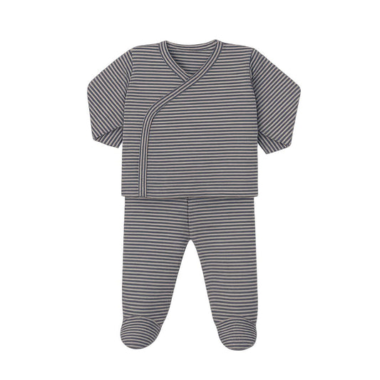 Primera Puesta Rayas Azul Algodón Orgánico