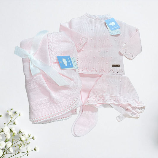 Canastilla conjunto ROSA con toquilla a juego