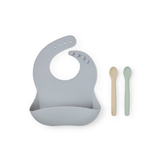 Set de babero y 2 cucharas Food Kit Azul Tous
