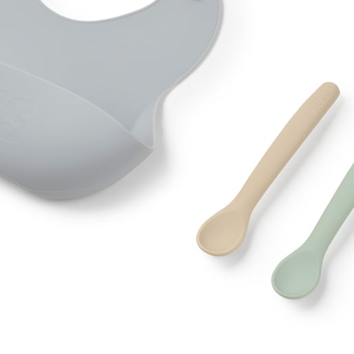 Set de babero y 2 cucharas Food Kit Azul Tous