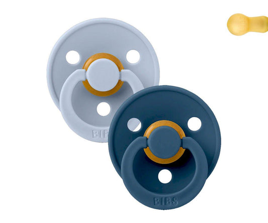 2 Chupetes BIBS Colour Round Dusty Blue/Steel Blue