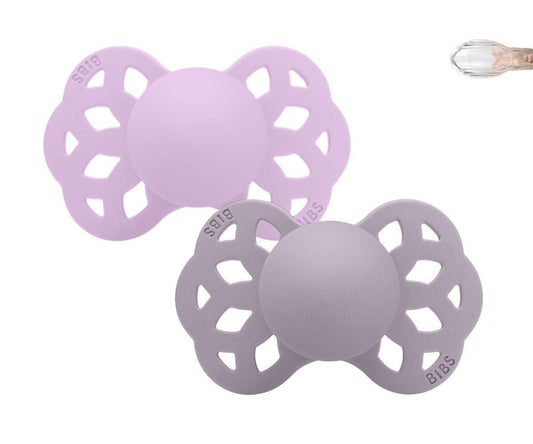 2 Chupetes BIBS Infinity Simétrica Violeta Sky/Mauve