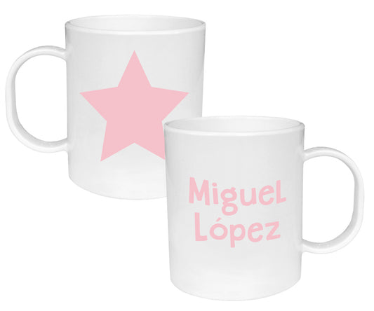 Taza de Plástico Personalizada Estrella Rosa