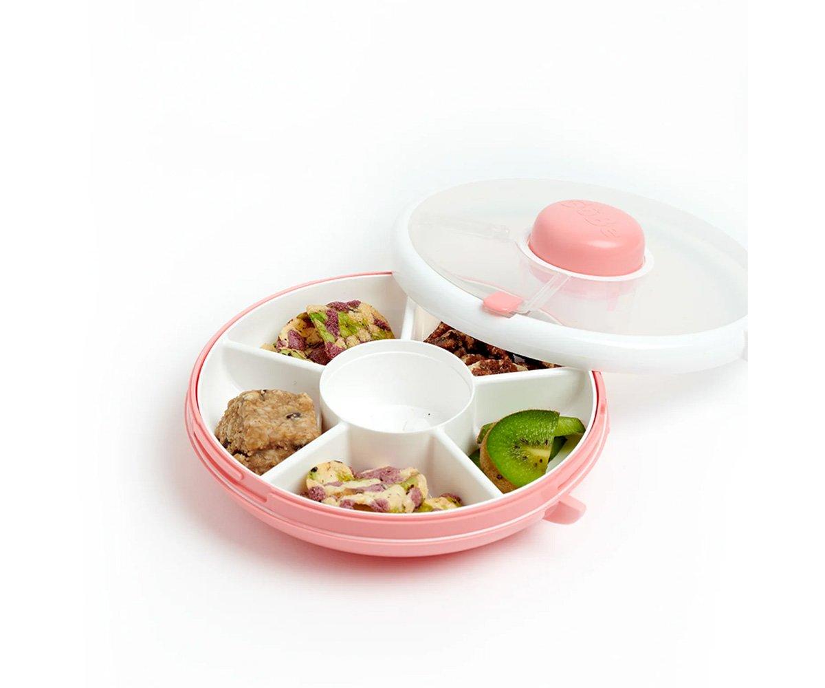 Caja Almuerzo Snack Spinner Flip, Correa de Mano y Hoja de Pegatinas Coral Pink
