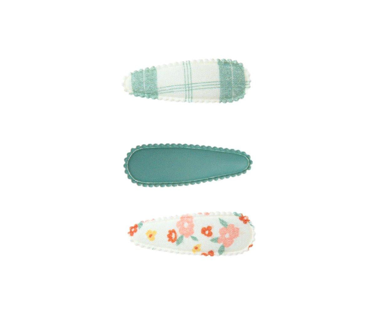 3 Clip para Pelo Cottage Snap Fern Plaid + Sunset Meadow