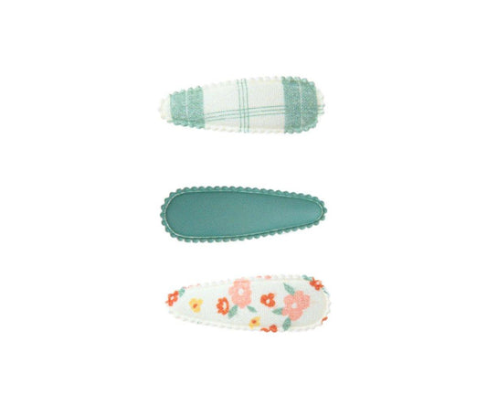 3 Clip para Pelo Cottage Snap Fern Plaid + Sunset Meadow