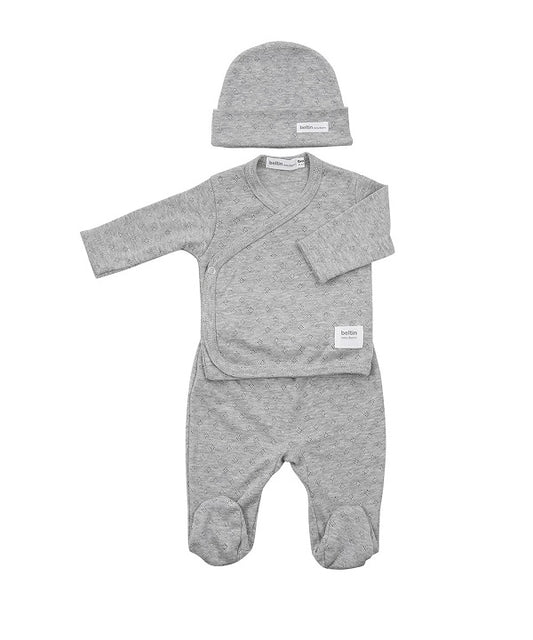 Set Cruzado + Polaina + Gorrito Palma Gris