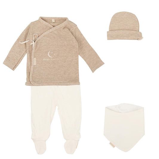 Set Nacimiento - 4p (jubon, Polaina, Gorrito y Bolsa de Muda) Bambú