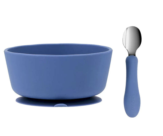 Bol Silicona + Cuchara Acero Ocean Blue