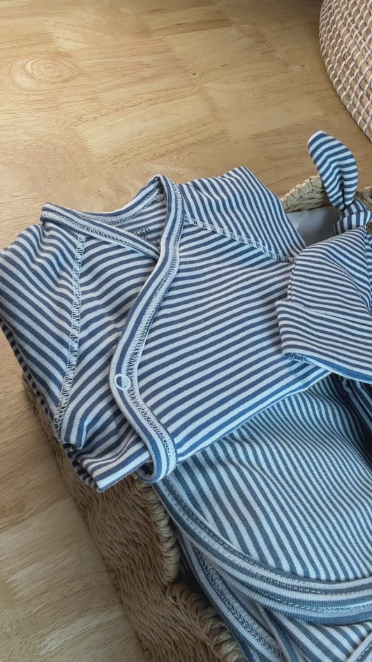 Manta Rayas Azul Algodón Orgánico