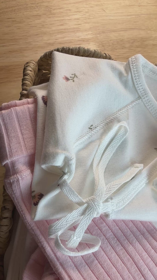 Set Canastilla Flores Algodón Orgánico