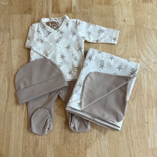 Set Primera Puesta Estel con gorrito y arrullo