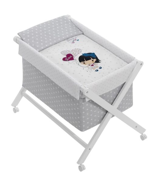 minicuna plegable niña corazones
