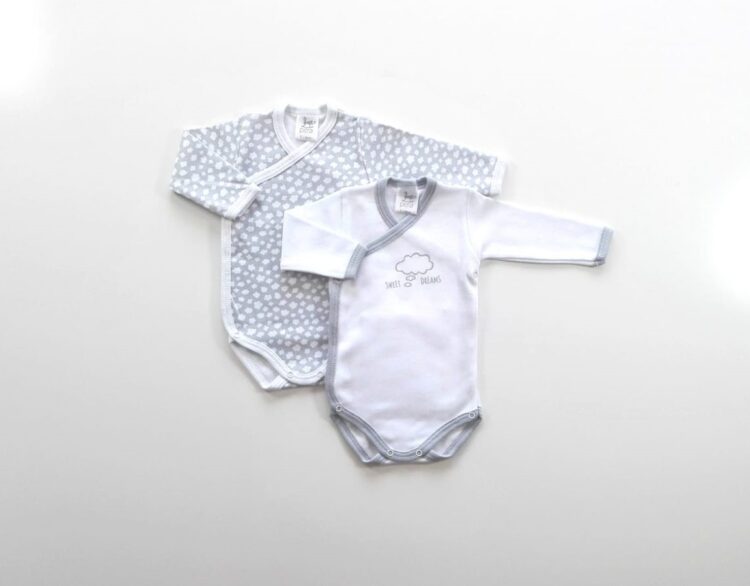 Packs 2 Bodys cruzados bebé gris SWEET DREAMS