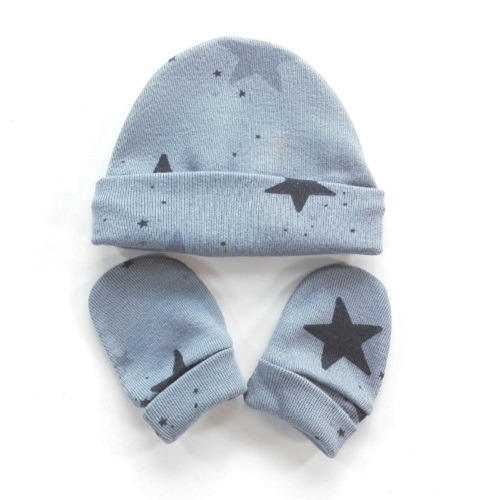 Gorro primera puesta reci n nacido gris estrellas