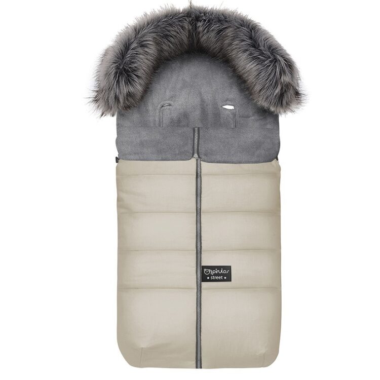 Saco carro bebe con velour y cuello Polar lino