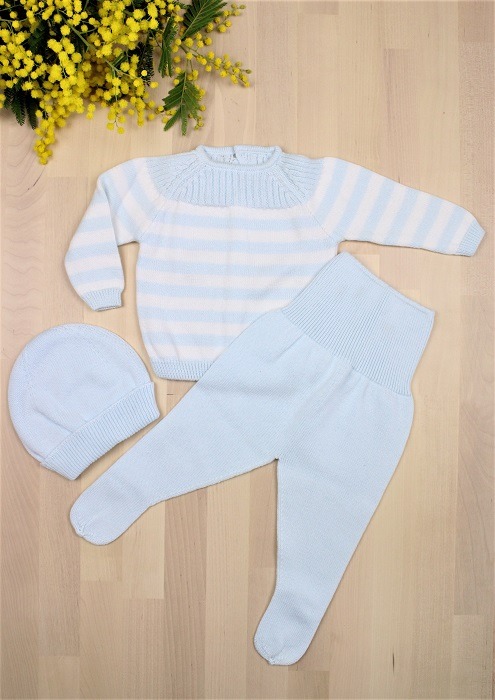 Conjunto bebe punto algodón Cabrera Minutos - Jersey, polainas y gorro