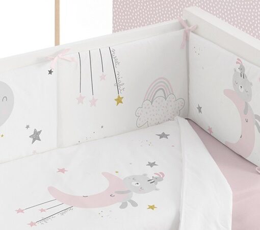 Juego de sábanas recién nacido dulces sueños rosa