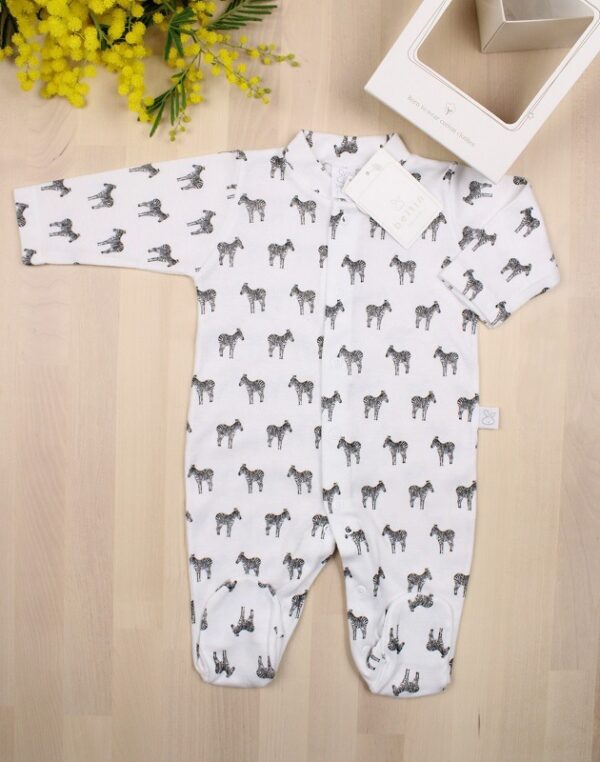 Pijama bebé abierto delante Zebra
