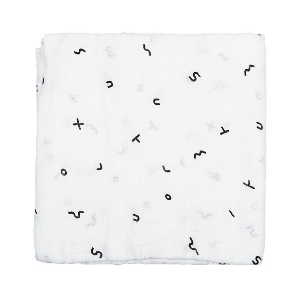 muselina estampada bebe simbolos bambu negro