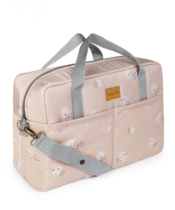 Bolso de maternidad tela adriana y asas bambula beige - Mimitos Home