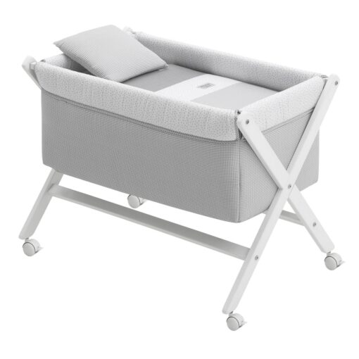 Minicuna Tijera Madera Vichy10 Gris/Bco 55X87X74 Cm