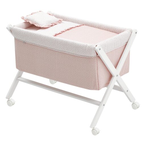Minicuna Tijera Madera Liberty Rosa/Bco 55X87X74 Cm