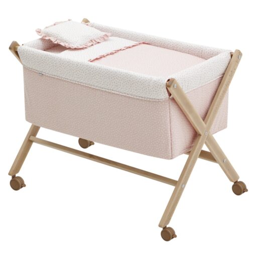 Minicuna Tijera Madera Liberty Rosa/Natural 55X87X74 Cm