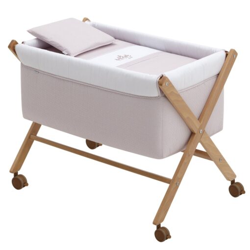 Minicuna Tijera Madera Mini Windsord Rosa/Natural 55X87X74 Cm