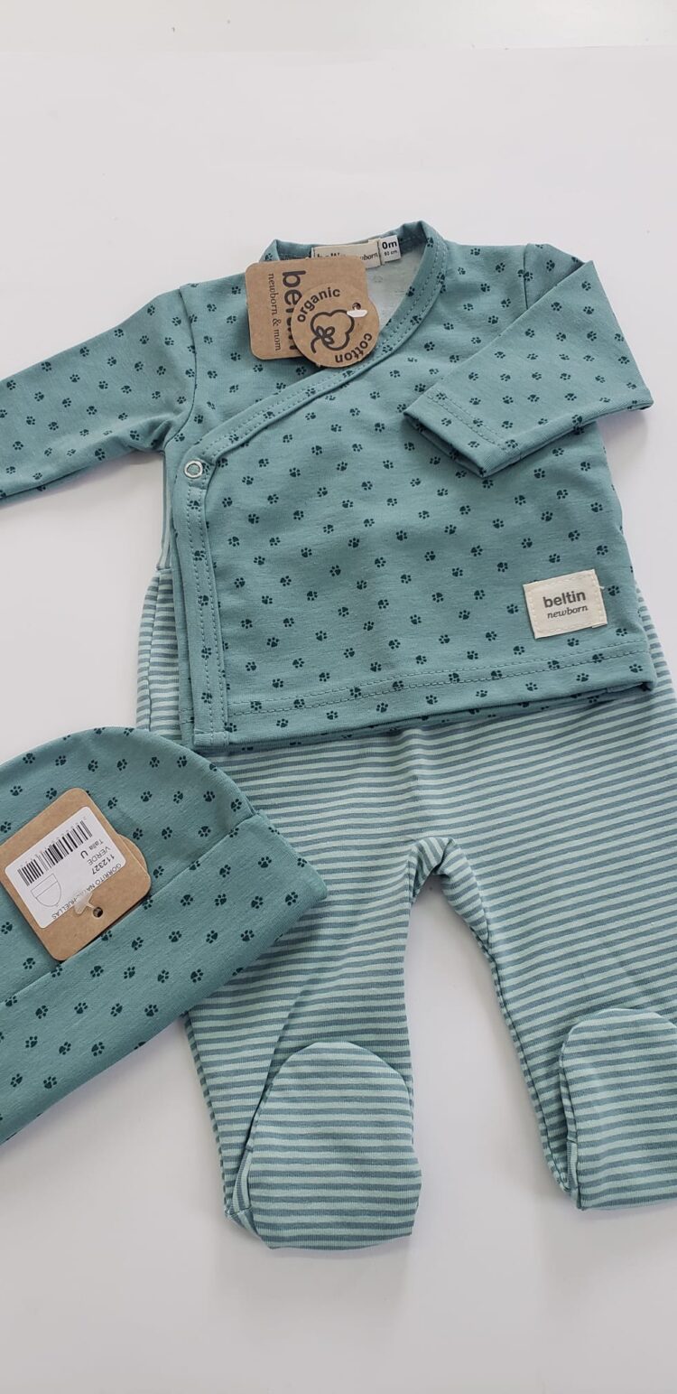 Conjunto Jubón y Polaina Huellas Verde Primera Puesta - Imagen 2