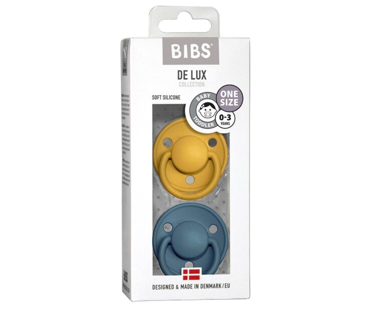 2 Chupetes BIBS De Lux Mustard/Petrol Silicona - Imagen 8